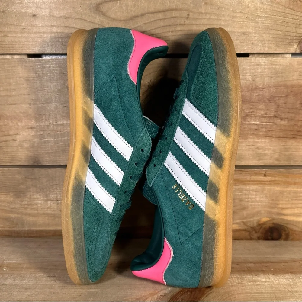 NEW Women's Adidas Gazelle Indoor "Collegiate Green Lucid Pink" Sneakers IG5929 - Picture 6 of 7